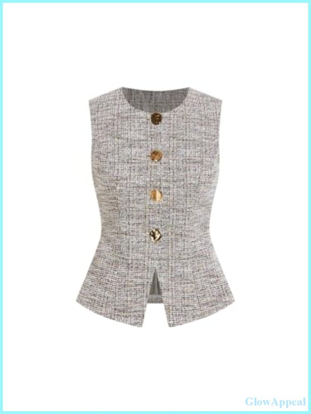 Tweed Blazer Vest Sleeveless Square Neck Business Casual Work Top